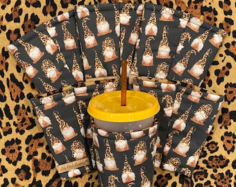 Leopard Gnomes, Cup Cozy, Coffee Cozy, Iced Coffee Cozy, Coffee, Drink Sleeve, Insulated Cozy, Cold brew