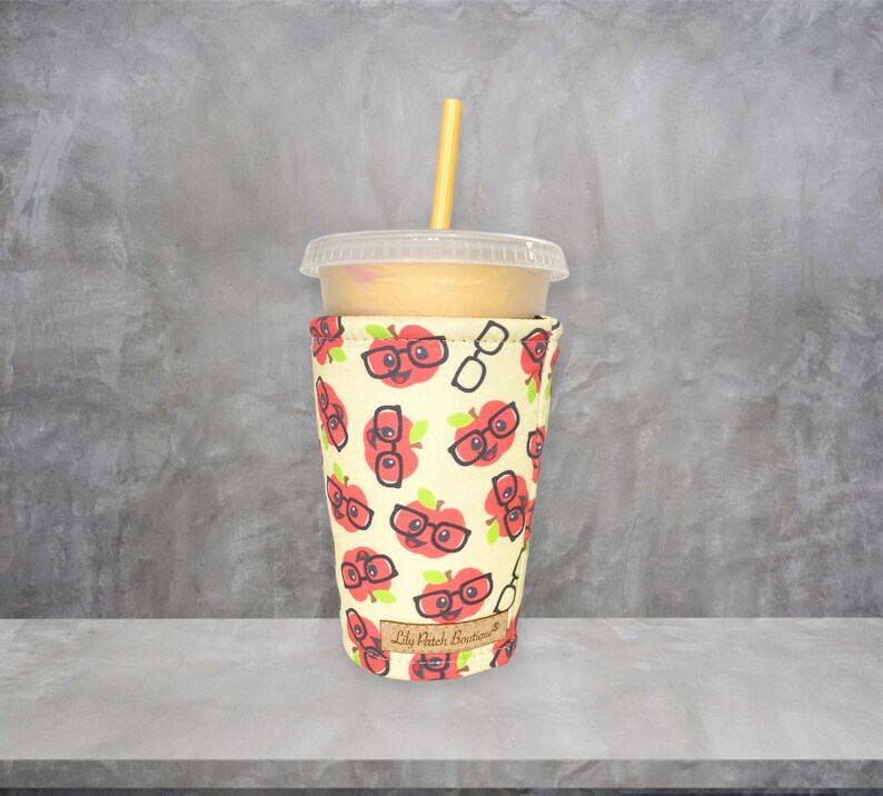 Teachers, Apples, Coffee Cozy, Iced Coffee , Coffee, Cozy, Cold Brew, Drink Cozy, Cup Sleeve, Insulated Drink Sleeve image 1