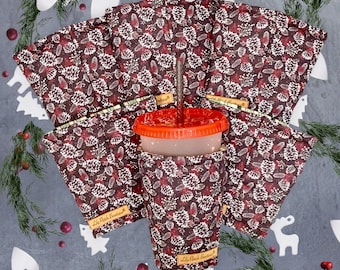 Winter Pinecones Coffee Cozy, Iced Coffee Cozy, Drink Insulator, Coffee Sleeve, Cup Sleeve