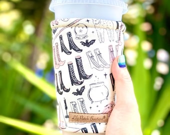 Halloween Witch Shoes Coffee Cozy, Iced Coffee Cozy, Coffee,Cup Cozy, Drink Sleeve, Cold Brew
