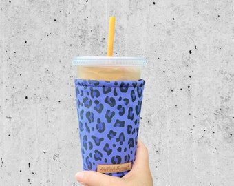 Purple Black Leopard, Cup Cozy, Coffee Cozy, Iced Coffee, Coffee, Cozy, Cold Brew,Drink Sleeve, Insulated Cozy, Eco-friendly