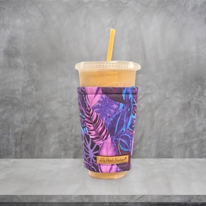 Purple Leaves Coffee Cozy, Iced Coffee, Coffee, Cozy, Cup Cozy, Drink Sleeve, Can Cozy, Soda S