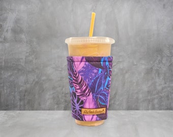 Purple Leaves Coffee Cozy, Iced Coffee, Coffee, Cozy, Cup Cozy, Drink Sleeve, Can Cozy, Soda S