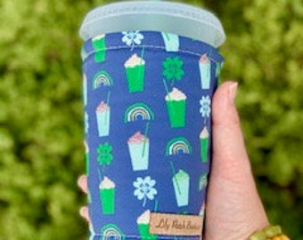 Mint Latte, St. Patrick's Day, Coffee Cozy, Iced Coffee Cozy, Cold Brew, Coffee Gifts, Coffee