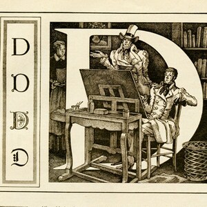1948 Vintage Letter D French dictionary page for Vintage initial office bedroom door deocr. Alphabet letter  Monogram initial Granny chic