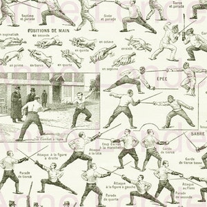 1922 Vintage fencing poster fleuret Antique fencing art Vitage sports print Fencing gift Fencing decor Mens gift Antique fencing print