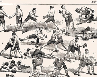 Grand poster de lutte vintage, Reproduction de sport ancienne, Cadeau pour homme, Affiche grand format de sport de combat
