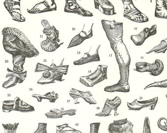 Shoes wall art 1936 Vintage shoe print French fashion illustration Period clothing Period shoes Gift for shoemaker gift shoe shop decor