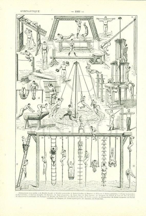 1922 Gravures Vintage de Sport Illustration Gymnastique Fitness Déco Salle Cadeau Gym Deco Gymnase