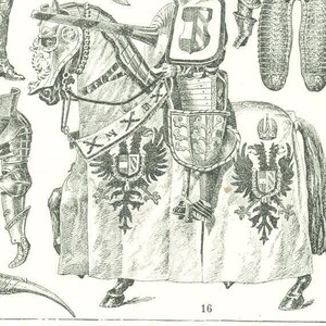 1922 vintage suit of armor print medieval poster. Knight armor suit of armour middle-age clothing. Cosplay costumes ideas Dark Academia zdjęcie 2