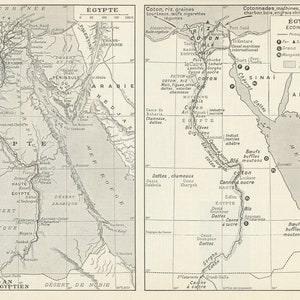 1936 Carte de l'Egypte rétro. Cadeau pour géographe, historien, archéologue. Carte vintage égyptiennes. Décoration murale de bureau