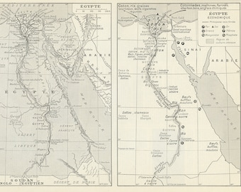 1936 Egypt map. Vintage map of Egypt. Economic Egypt gift Egyptologist gift. Egyptian decor. Egypt poster archeologist gift  Historian gift