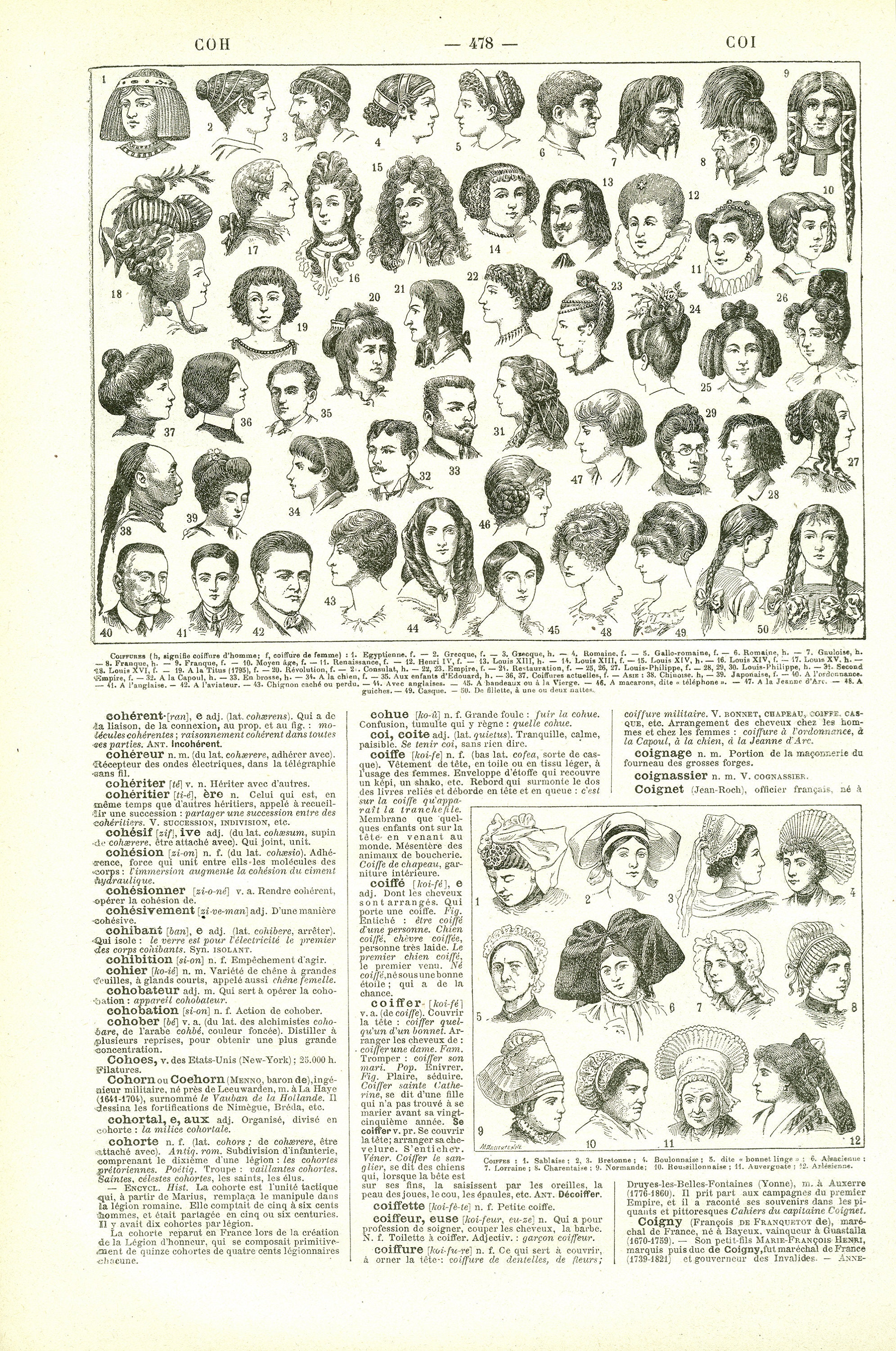 1922 Illustration de Coiffure Modèles Déco Salon Cadeau Pour Coiffeur Coiffeuse Coiffe