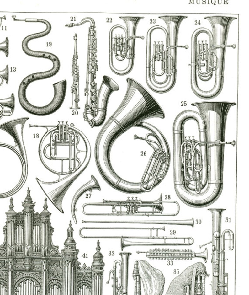 Musical Instrument Poster 1936 Vintage Music Print Gift for Etsy