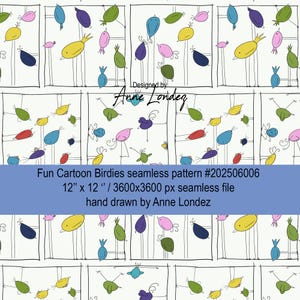 Motif textile cartoon BD oiseaux poussins répétitif infini numérique en téléchargement immédiat. licence commerciale
