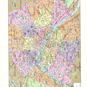 1936 Carte de Paris vintage Carte ancienne de Paris Deco Paris L36PAR