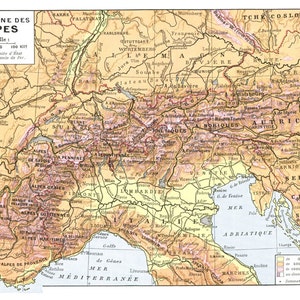 1936 Ancienne carte des Alpes carte vintage des Alpes Carte des Alpes ancienne Cadeau montagne Cadeau rando Cadeau marcheur Cadeau ski
