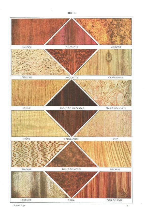 1948 Precious Wood Poster Wood Grain Types Vintage Woodworking