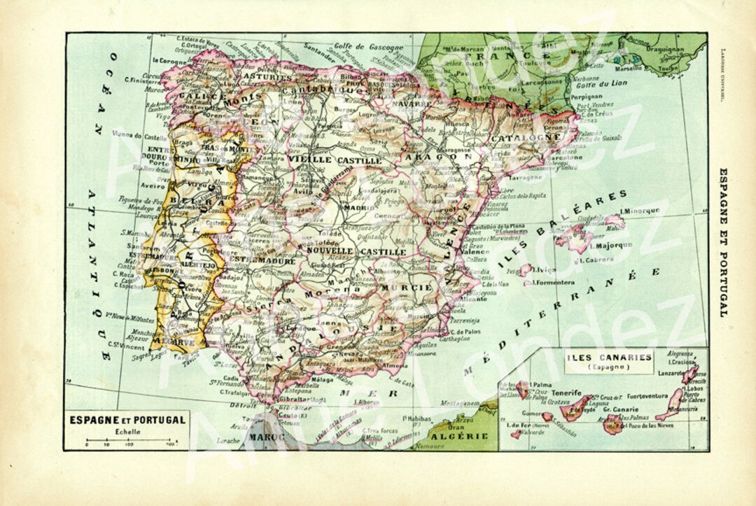 Mapa de españa y portugal ajustado a din a3