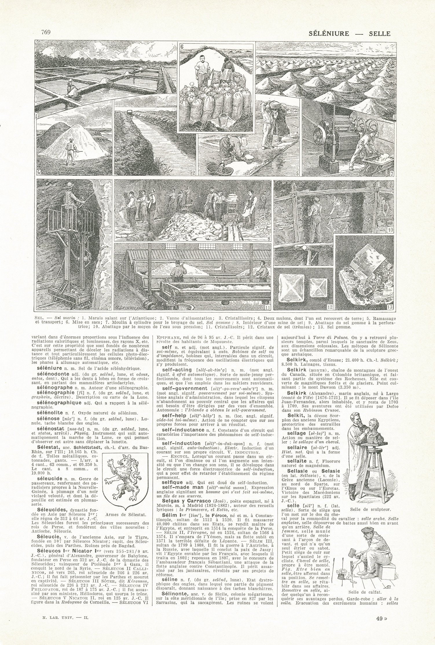 1922 Gravure Vintage Fabrication Du Sel. Marais Salants, Mines de Décoration Cuisine, Restaurant, d'