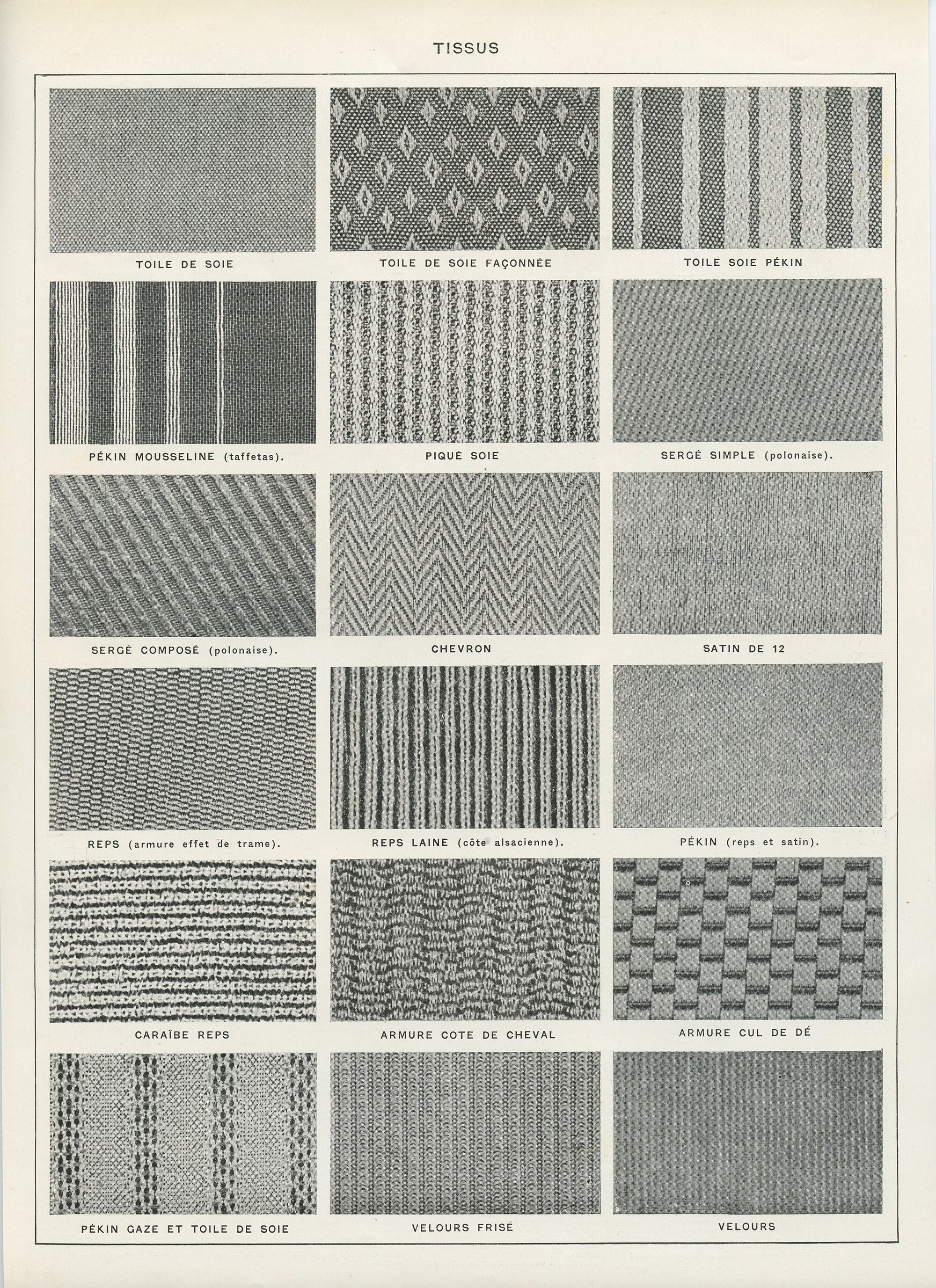 Types de Tissages 1936 Illustration Vintage, Décoration d'atelier Tisserand Couture, Cadeau Pour Cou