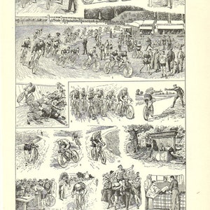 1948 Vintage cycling poster Velodrome print for Bicycle Sports  gift & home decor. Cyclist den wall art. Grandmillennial dark academia