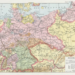 1936 Vintage Germany map of Germany. German lander map. Antique pre-war Germany gift for historian & German language teacher. Reich prussian
