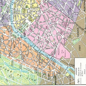 A4/LETTER Digital download map of Paris for Paris decor. Vintage printable art Paris map Collage Sheet. Map art wall. French teacher gift image 4