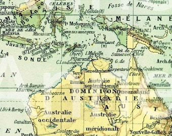 1922 Antique Pacific Ocean map Vintage Australia map Antique Australia map Ocean print  Sea map New Zealand map Geography decor