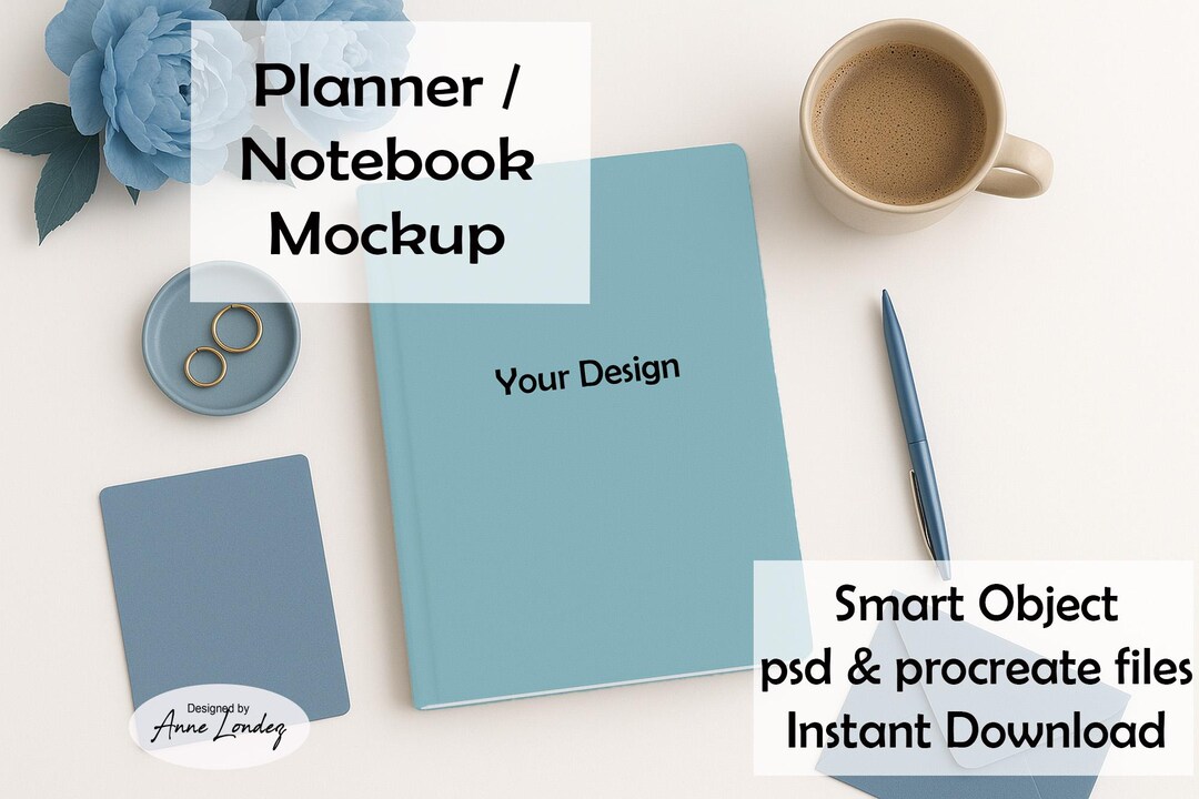 Notebook or Planner Mockup for Procreate & Smart Object Photoshop Psd ...
