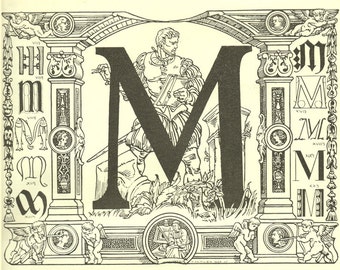 Letter M door decor 1936 Vintage Initial M monogram initial M vintage French alphabet dictionary page Calligraphy ABC French Classroom decor