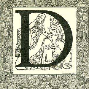 1936 Antique initial letter D print for office or front door decor. Monogram Initial Alphabet ABC French Classroom decor. Grandmillennial