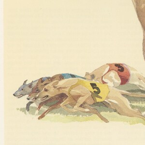 1975 Whippet dog print for vintage Dog home decor. Running dog art, gift for dog owner Racing Dog painting Small art imagen 3