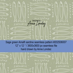 Motif textile Sardines répétitif infini numérique en téléchargement immédiat. licence commerciale.  Amalfi Sicile Typographie
