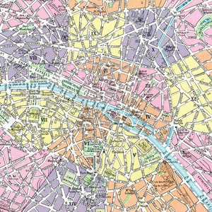 A4/LETTER Digital download map of Paris for Paris decor. Vintage printable art Paris map Collage Sheet. Map art wall. French teacher gift image 6
