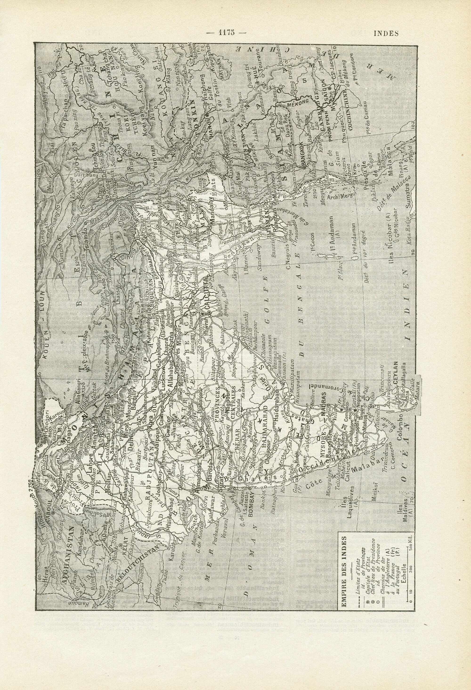 1922 Carte Des Indes Vintage de L'inde Ancienne Carte Vieille Empire Indien Déco Salle Classe Cadeau