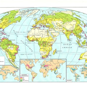 1948 ancienne Carte du monde vintage Carte de la Terre Déco géographie Cadeau géographie Cadeau pour géographe
