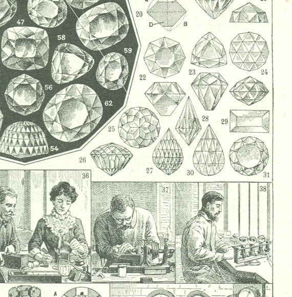 Buy Diamond Poster 1936 Vintage Diamond Cutting Patterns Antique Online in  India - Etsy