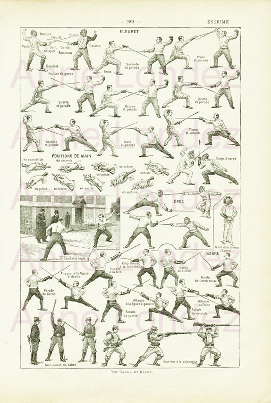 Fancing Poster 1922 Vintage Fencing Poster Fleuret Antique Fencing Art Vitage Sports ...