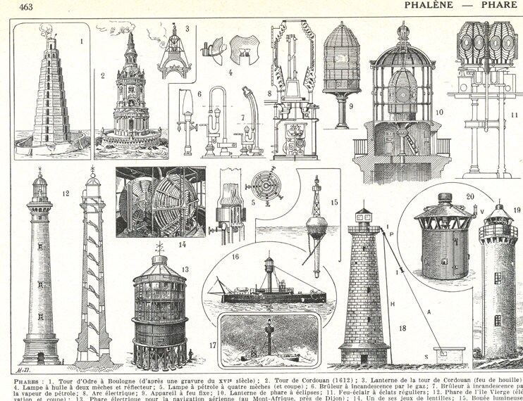 1949 Gravure de Phare Illustration Vintage Décoration Plage Mer Deco Nautique Marine