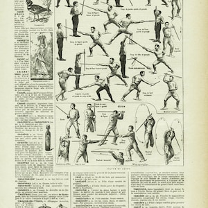 Stick fighting poster, 1922 Vintage martial arts art, sports print, fencing wall art, Mens gift for him, vintage sports wall art, present