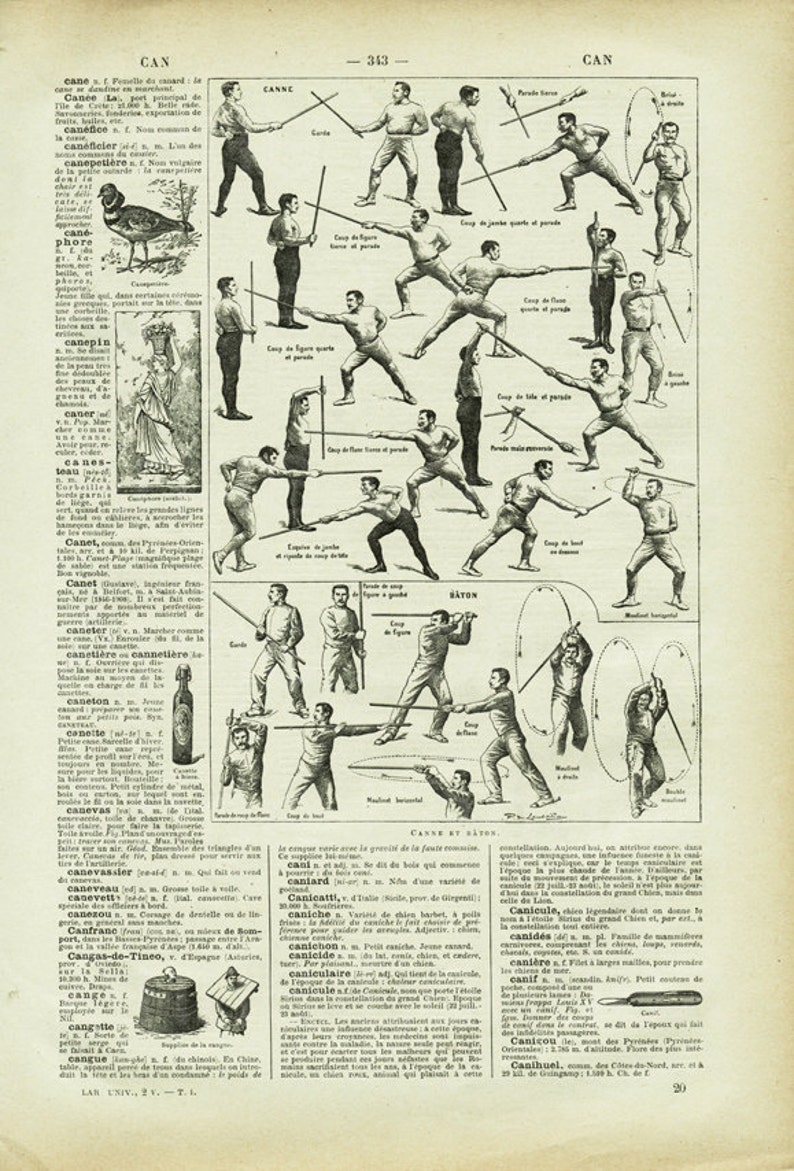 Stick fighting poster 1922 Vintage martial arts art sports Etsy