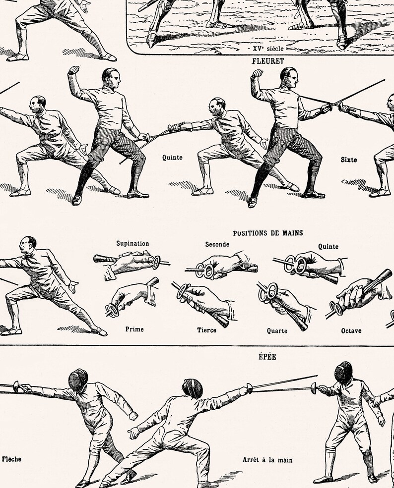 Large fencing poster for vintage fencing decor. Fencing wall Etsy