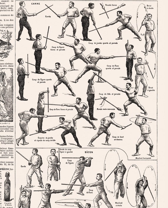 Large Stick Fighting Poster. Martial Arts Gift. Fencing Art. 