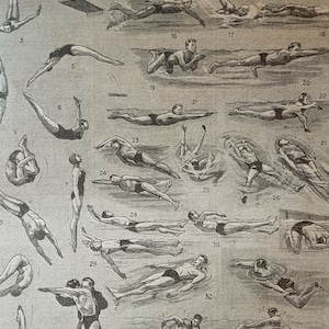Swimming art 1948 Vintage swimming poster diving poster vintage Swimming decor Sports gift Swimming gift Diving art Diving deocr Diving gift