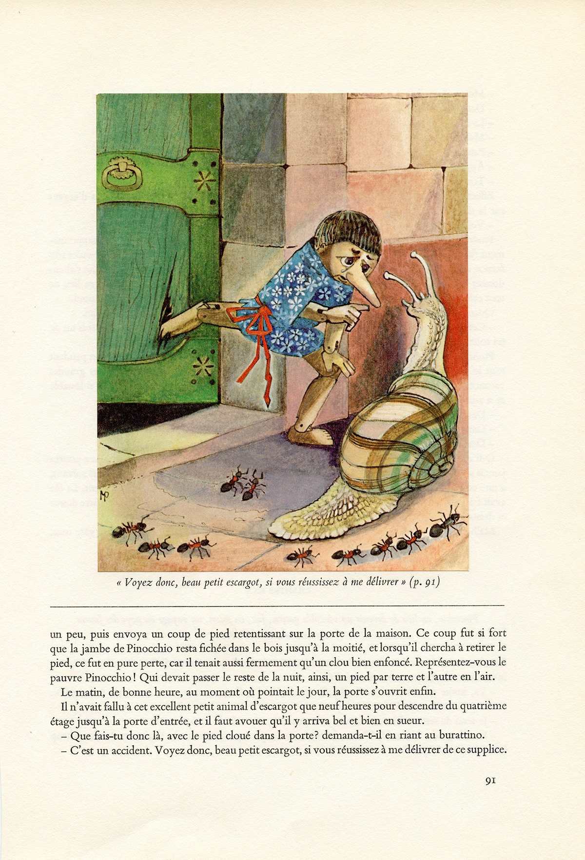 1968 Illustration de Pinocchio Vintage Poster Marionette Deco Chambre d'enfant Pour Enfant Contes Fé