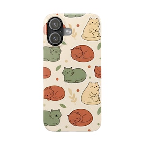 Cute Retro Cat Pattern Slim Phone Case | Pastel Cat Phone Case