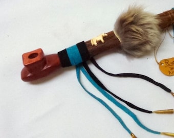 14"  Apache Made Minnesota, Catlinite Peace Pipe by Rudy Eagle