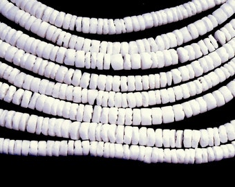 3 Strands 5mm Heishi Shell Beads, Southwestern Jewelry, White