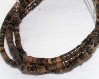 3 Strands 3mm Heishi Shell Beads, Southwestern Jewelry, Dark Brown